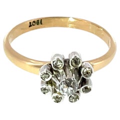 Diamond Cluster Ring Set with 0.12ct In 18ct Yellow & White Gold