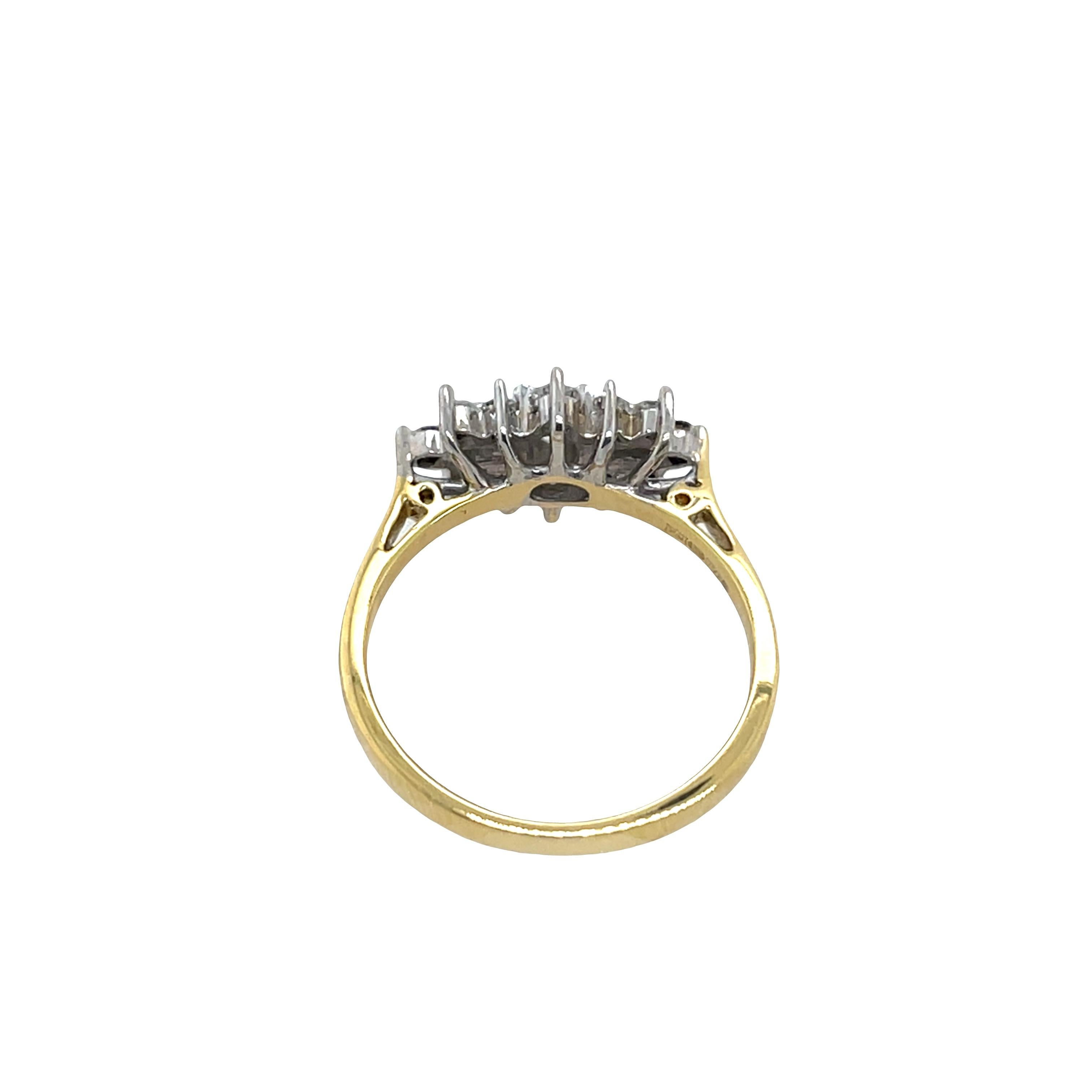 Diamant-Cluster-Ring mit 0,50ct in 18ct Gelb- und Weißgold (Rundschliff) im Angebot