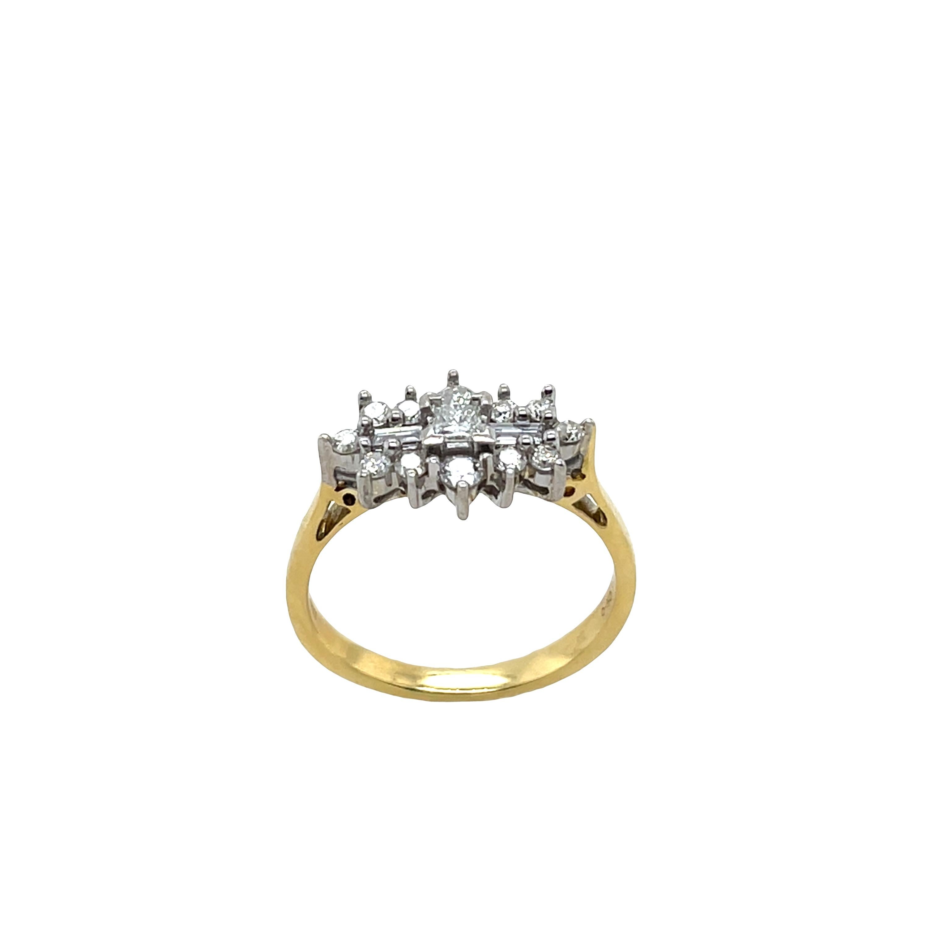 Diamant-Cluster-Ring mit 0,50ct in 18ct Gelb- und Weißgold Damen im Angebot