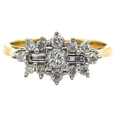 Diamant-Cluster-Ring mit 0,50ct in 18ct Gelb- und Weißgold