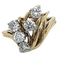 Diamant-Cluster-Ring mit 0,60ct in 14ct Gelb- und Weißgold