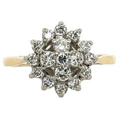 Diamond Cluster Ring Set with 0.65ct In 18ct Yellow & White Gold