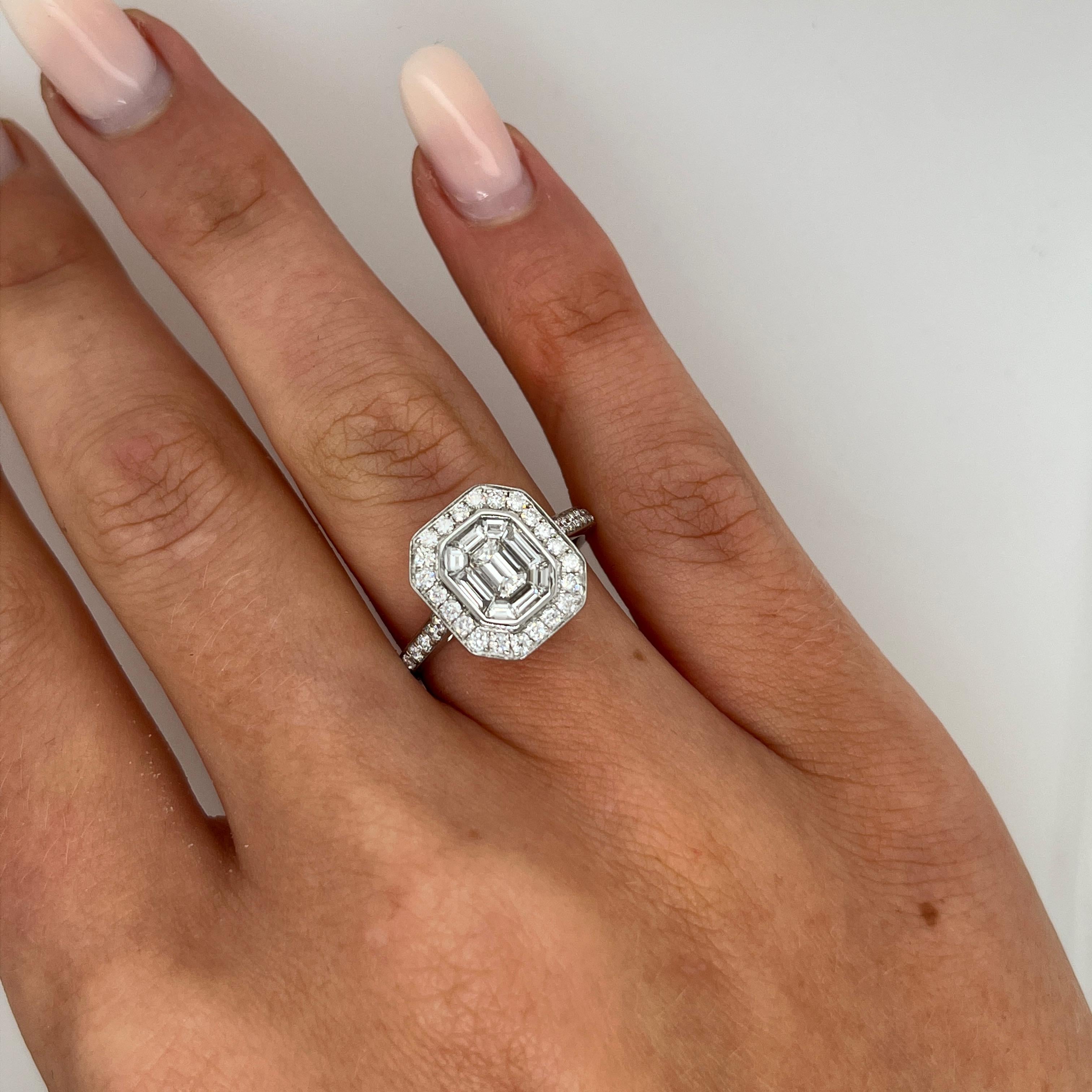 Bague en or blanc 18 ct avec 1,0 ct de diamant en grappe en vente 5