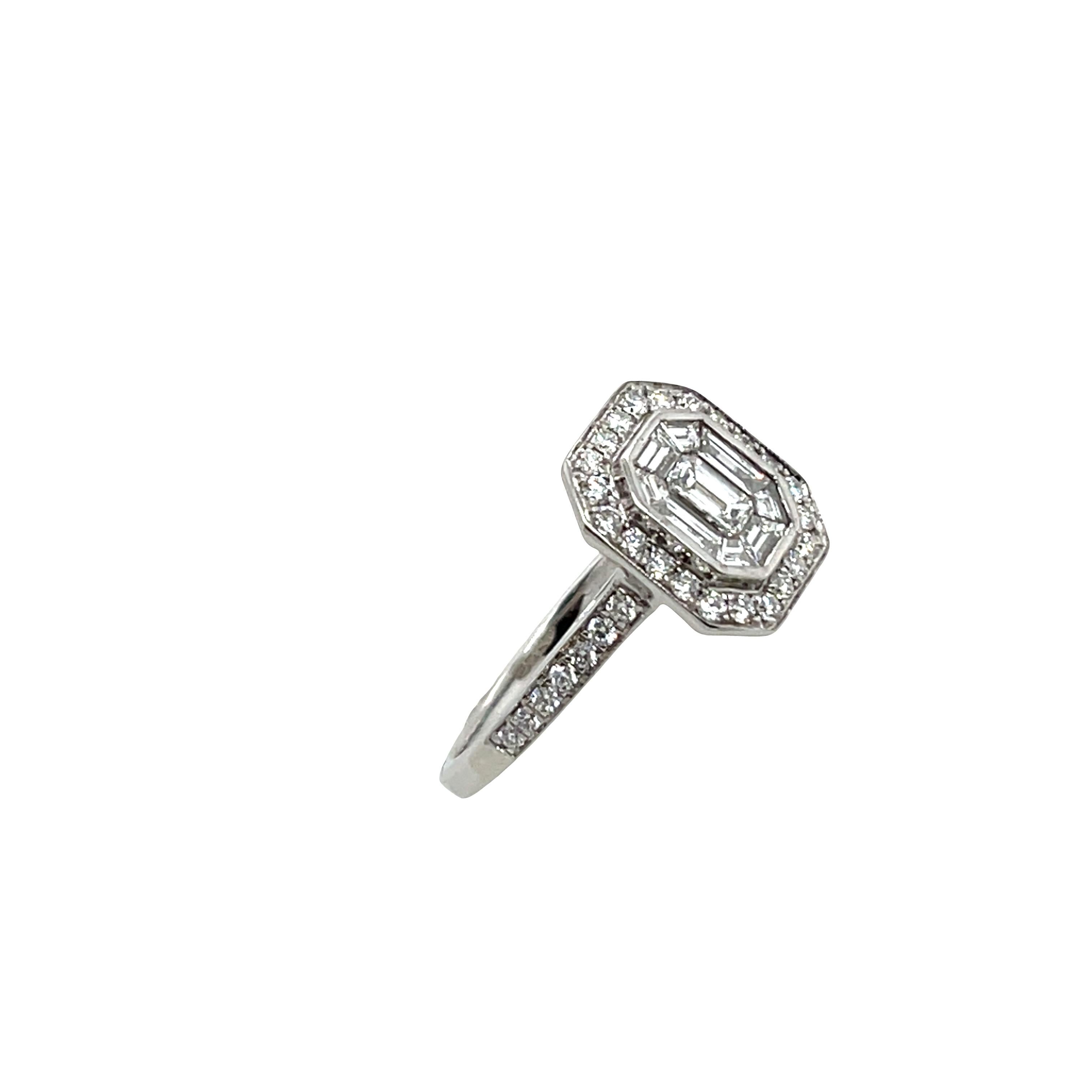 Bague en or blanc 18 ct avec 1,0 ct de diamant en grappe Excellent état - En vente à London, GB