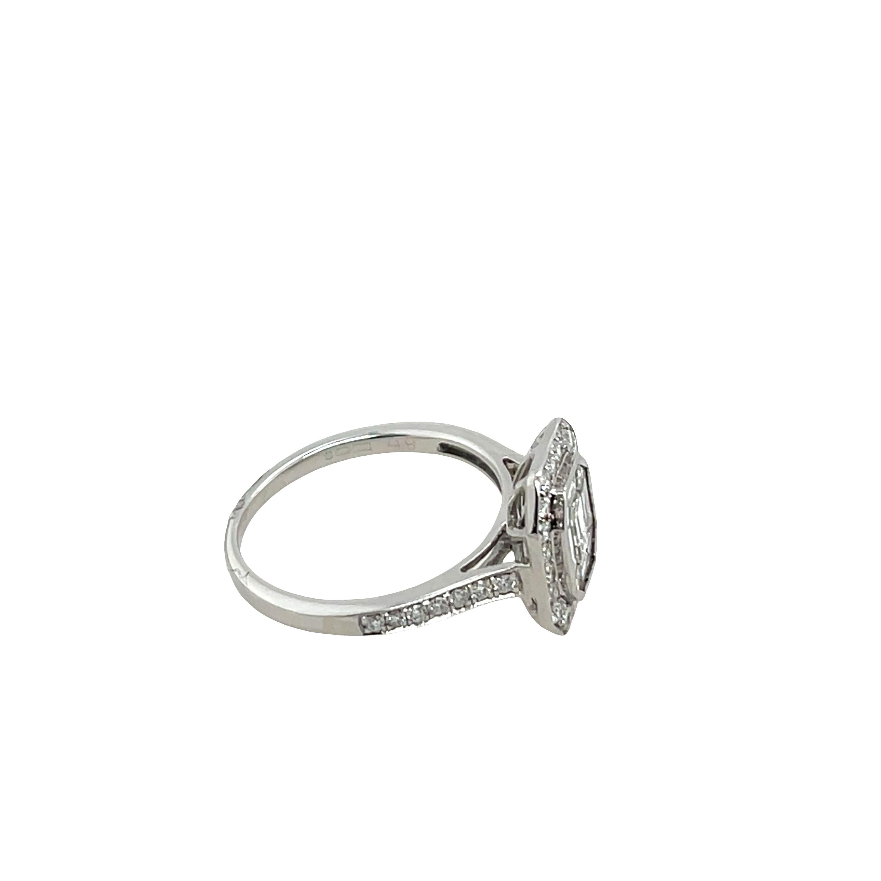 Bague en or blanc 18 ct avec 1,0 ct de diamant en grappe en vente 2