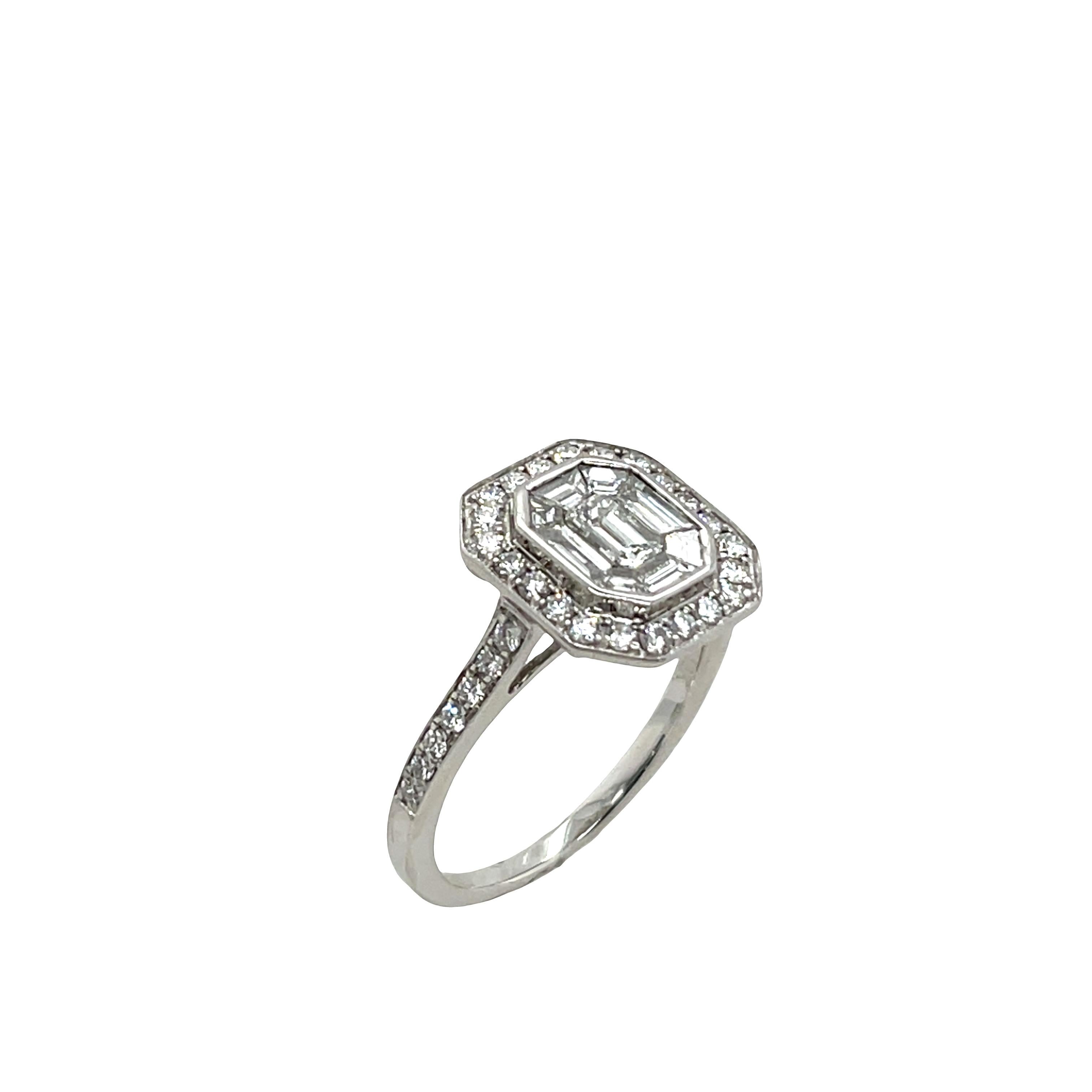 Bague en or blanc 18 ct avec 1,0 ct de diamant en grappe en vente 4