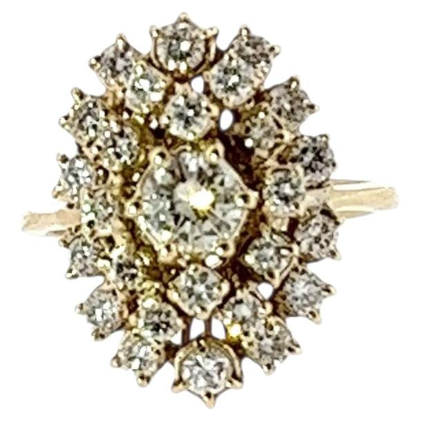 Bague à grappes de diamants en or jaune 18ct avec 1,0ct