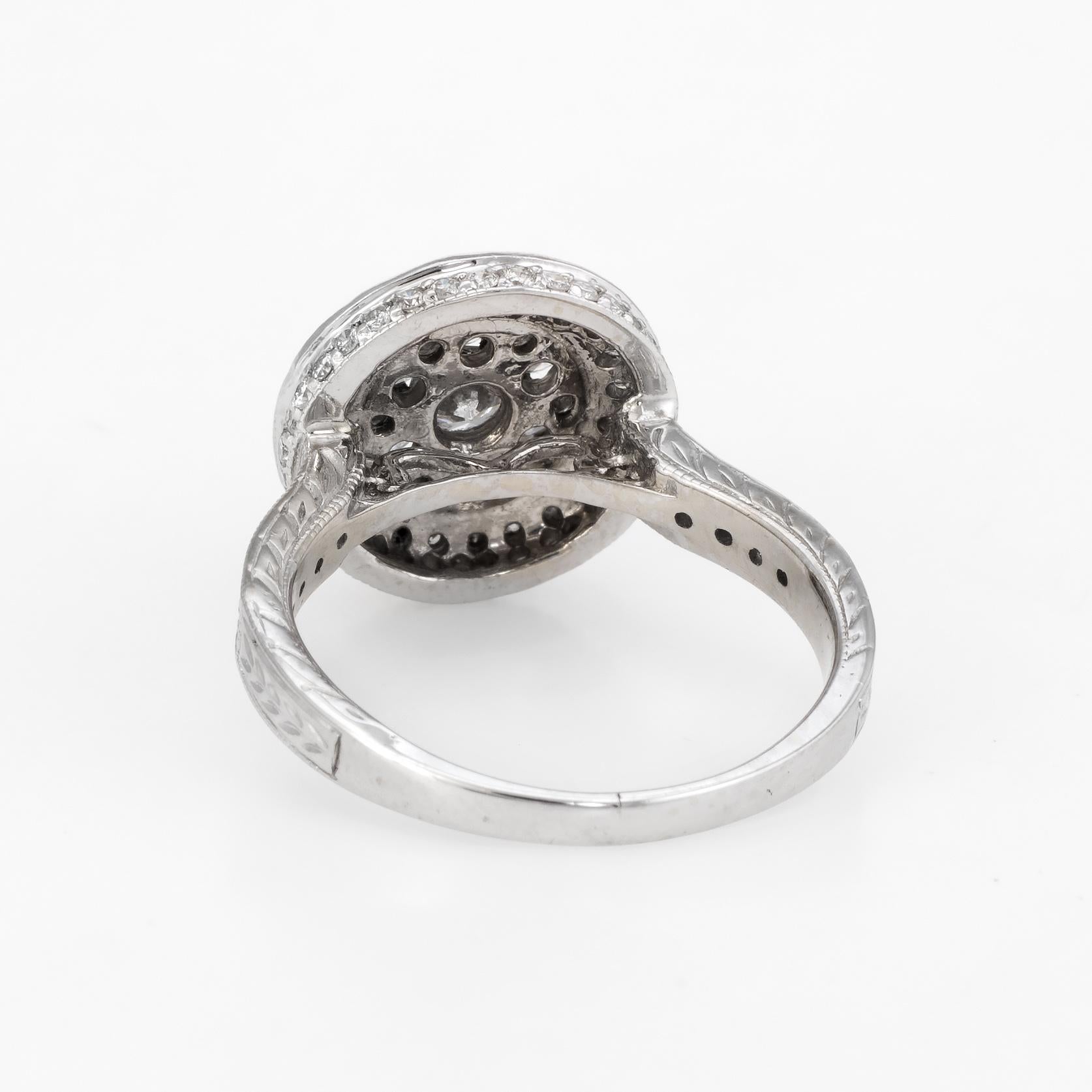 Modern Diamond Cluster Ring Vintage 14 Karat Gold 1.10 Carat Round Halo Estate Jewelry