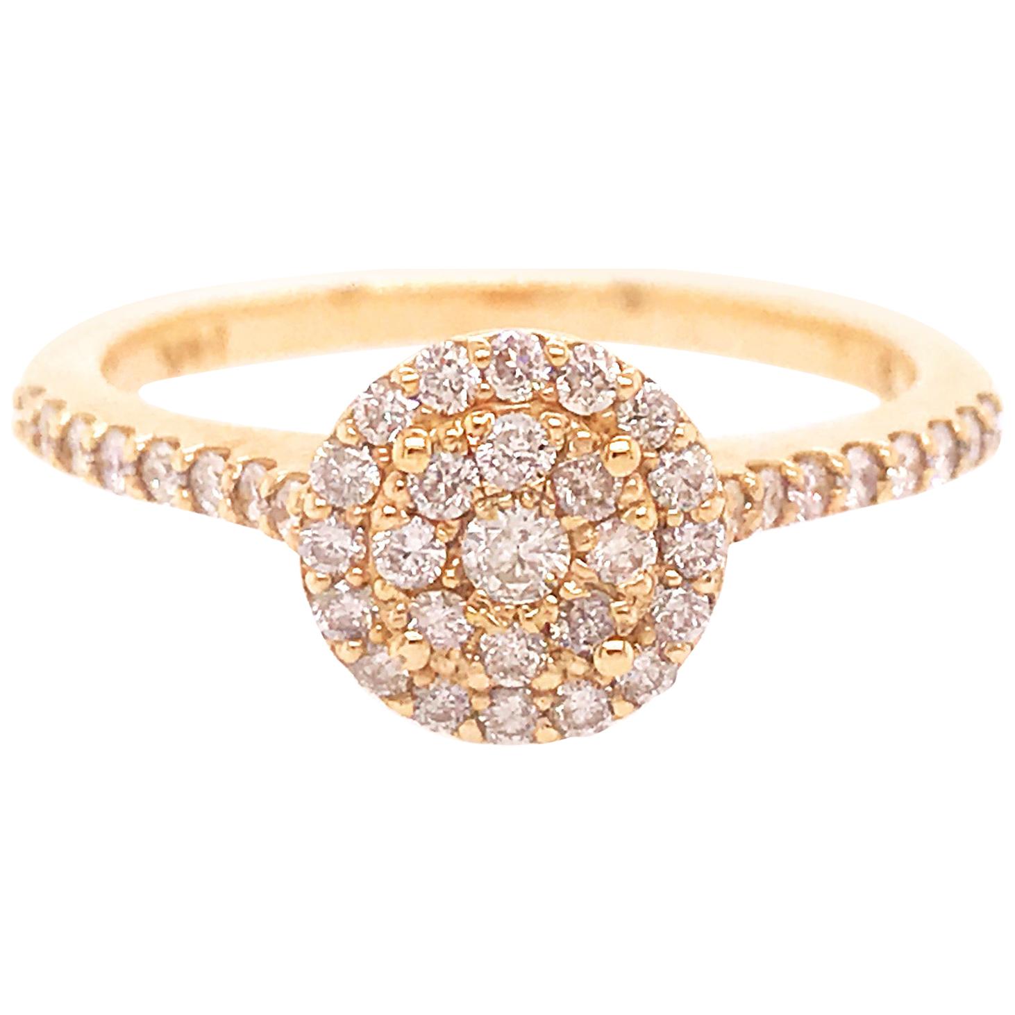 Diamond Cluster Ring with Half Carat '0.50 Carat' Diamonds in 14 Karat Gold