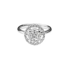 Diamond Cluster Ring with Round, Marquise and Princess Cut Diamonds