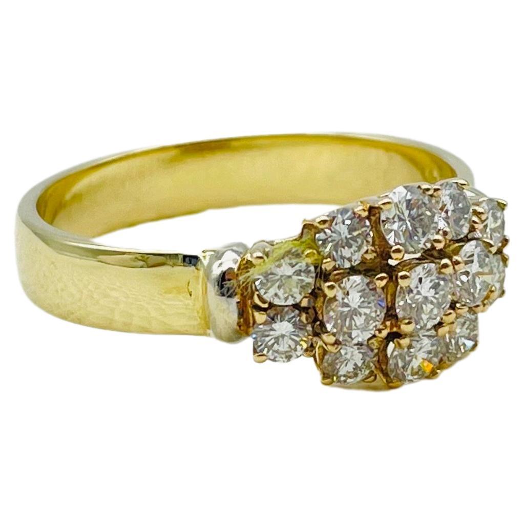 Aesthetic Movement Diamond Cluster Ring yellow gold  For Sale