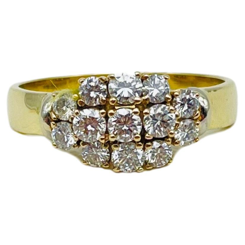 Women's or Men's Diamond Cluster Ring yellow gold  For Sale