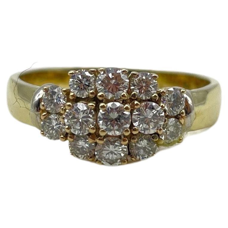 Diamond Cluster Ring yellow gold  For Sale 1