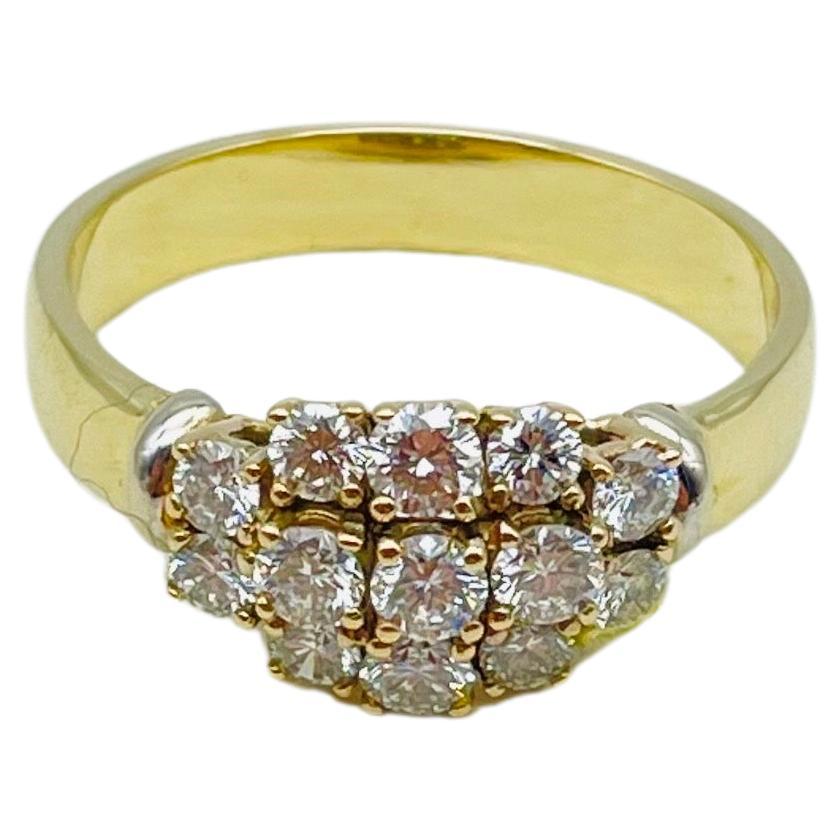 Diamond Cluster Ring yellow gold  For Sale