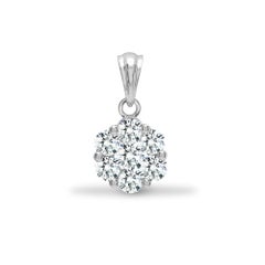 Diamond Cluster Round 0.75 Carat Pendant 18 Karat White Gold Daisy Necklace