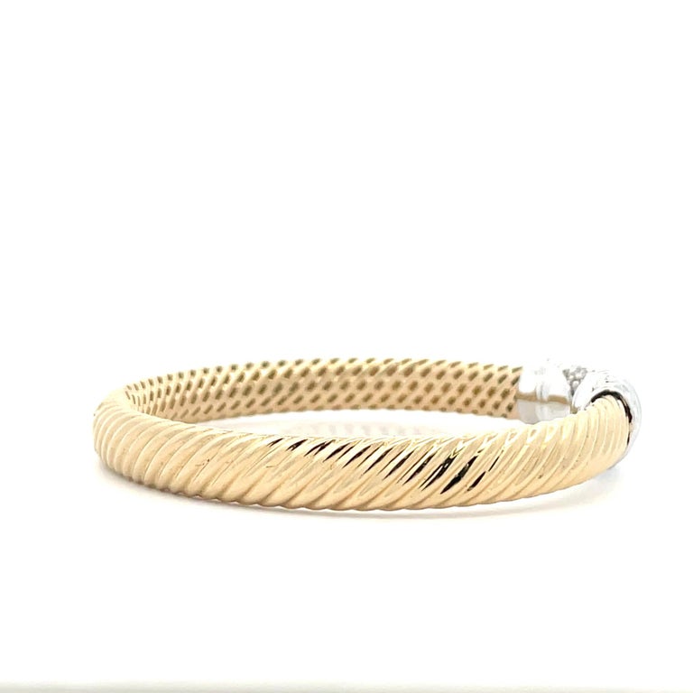 Cable Bangles Diamond Cluster Sculpted Cable Cuff Bangle with Diamond Cluster For ...