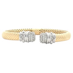 Diamond Cluster Sculpted Cable Cuff Bangle with Diamond Cluster