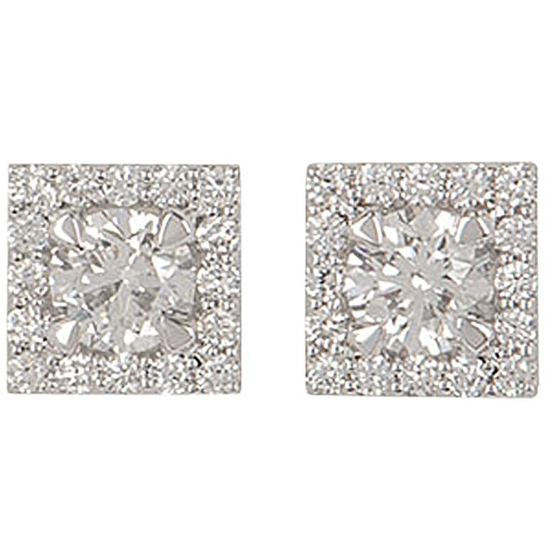 1.17 Carat E/VS1 Princess Cut Diamond Stud Earrings at 1stDibs vs1