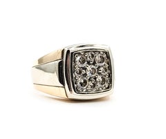 Diamond Cluster Signet Ring in 14K Two-Tone Gold