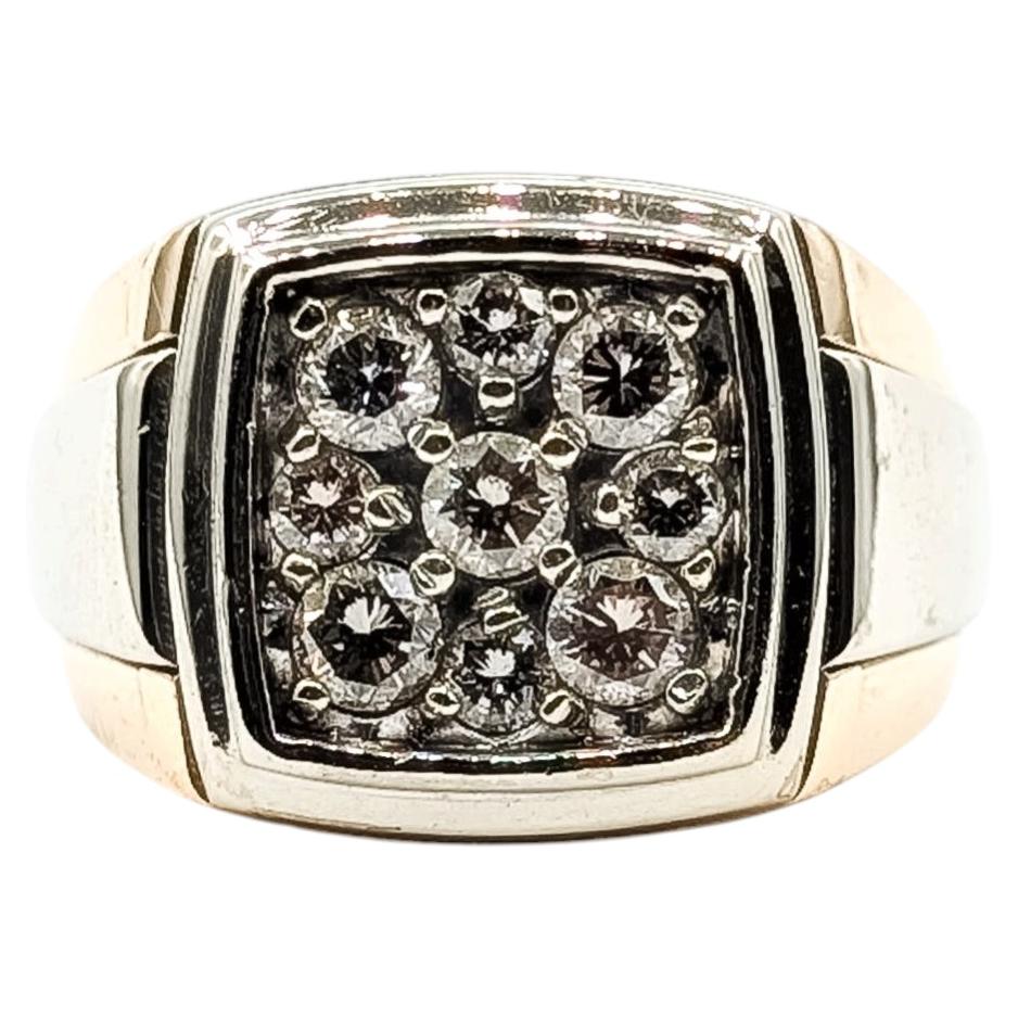 Diamond Cluster Signet Ring in 14K Two-Tone Gold