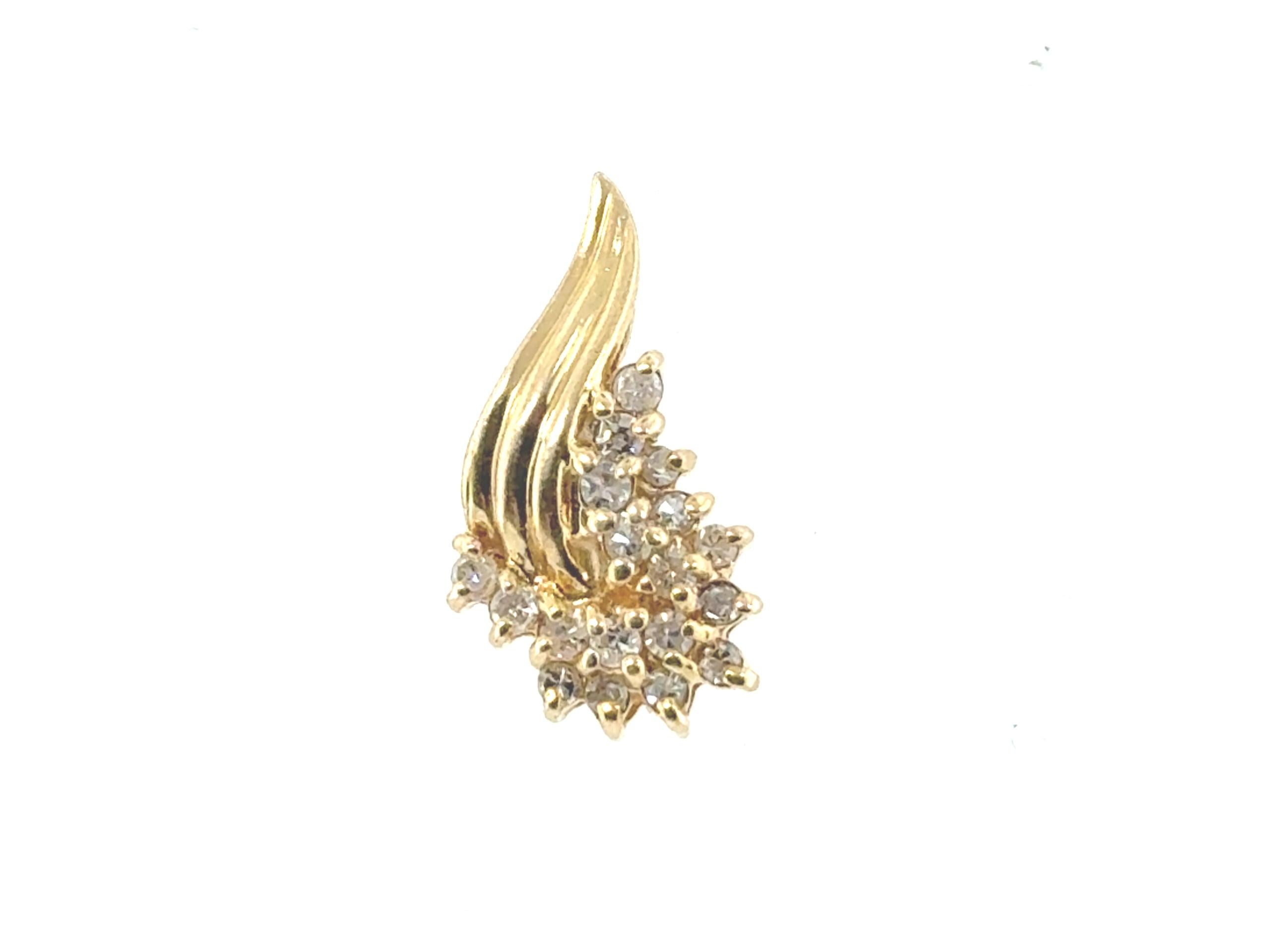 Diamond Cluster Slide Pendant Necklace Mined .25ct 14K Yellow Gold