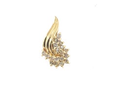 Diamond Cluster Slide Pendant Necklace Mined .25ct 14K Yellow Gold