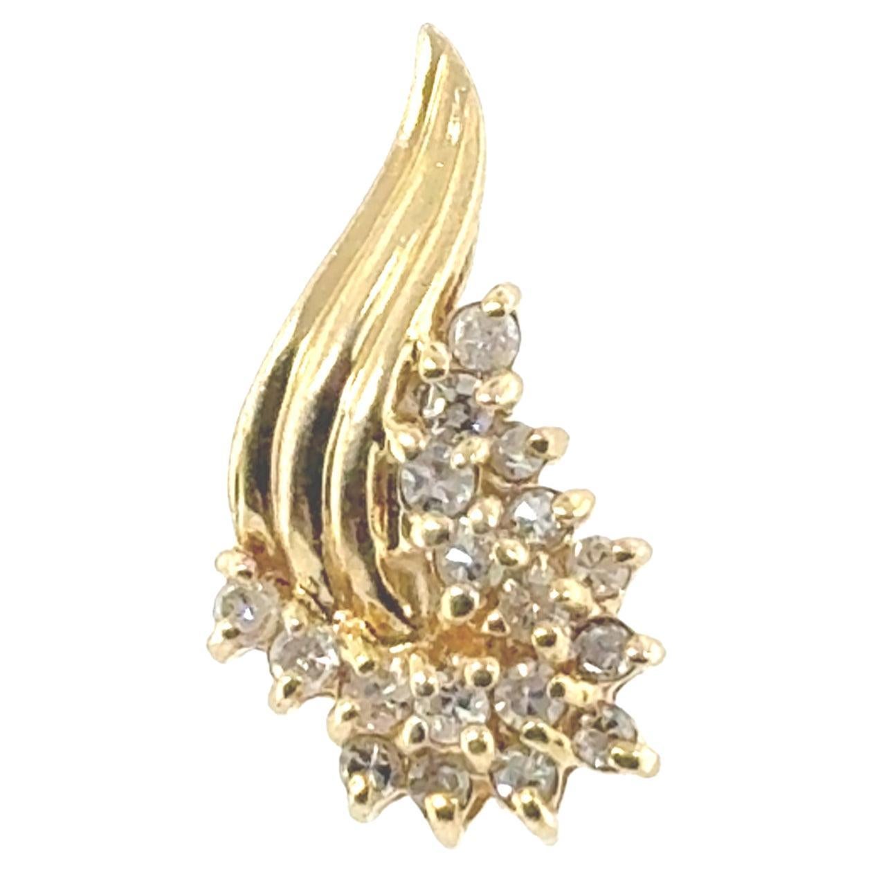 Collier pendentif coulissant à grappes de diamants minés .25ct or jaune 14K