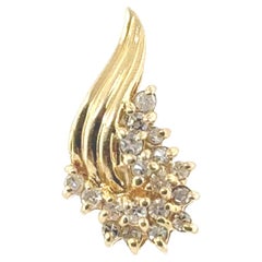 Diamond Cluster Slide Pendant Necklace Mined .25ct 14K Yellow Gold