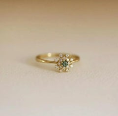 Diamond Cluster Snowflake Ring Tsavorite