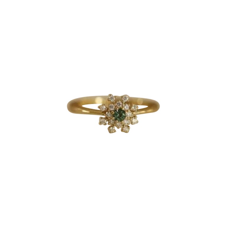 Anillo Copo de Nieve Racimo de Diamantes Tsavorita en venta
