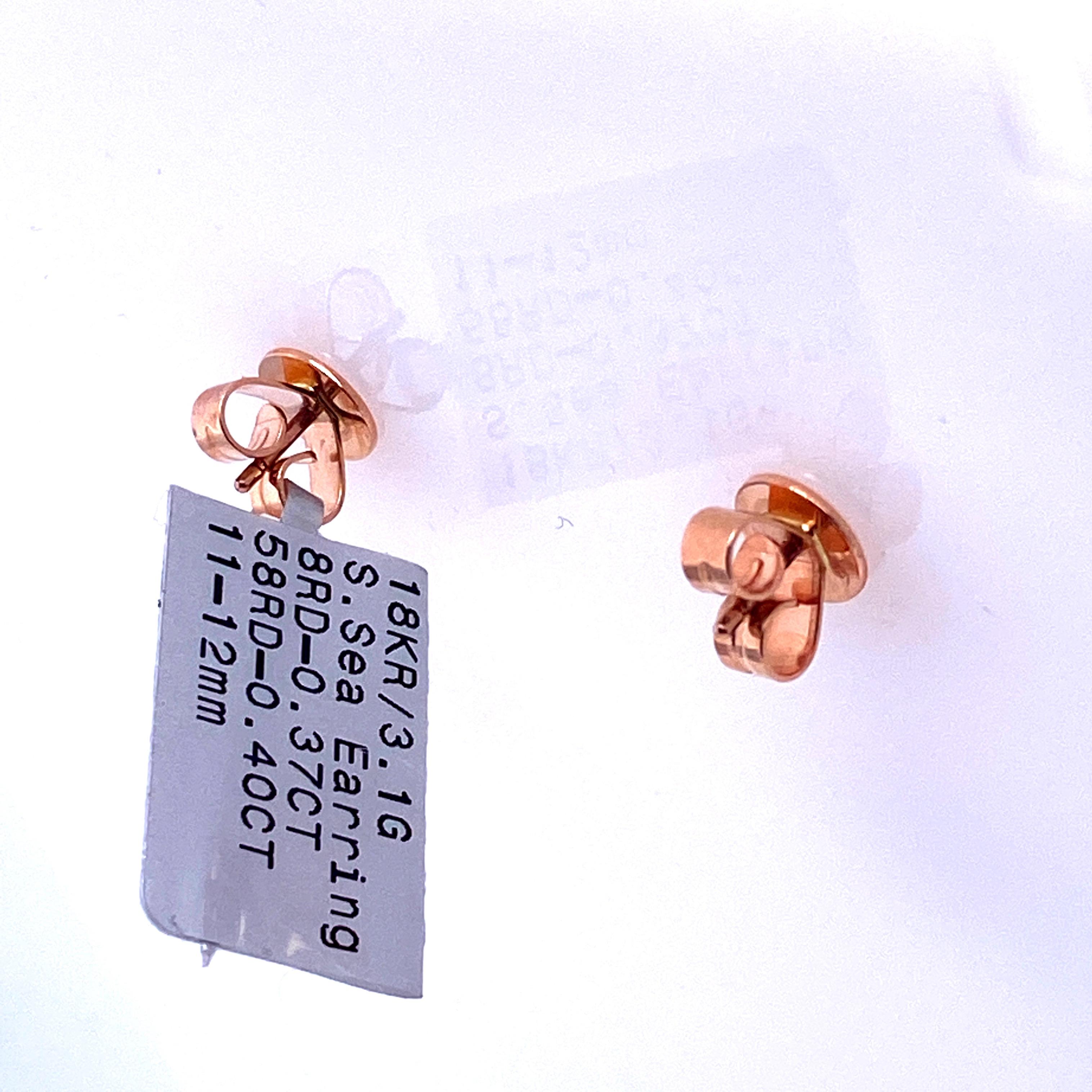 Diamond Cluster South Sea Pearl Drop Earrings 0.77 Carat 18 Karat Rose Gold For Sale 1