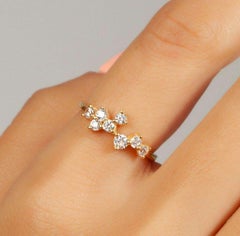 Diamant-Cluster-Stapelring 14K Massivgold Ehering Valentins Geschenk