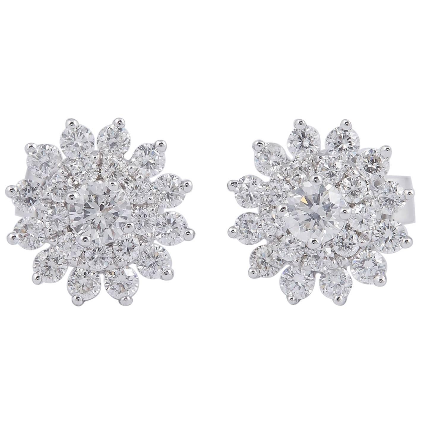 Diamond Cluster Star Shaped Earrings Studs For Sale