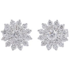 Used Diamond Cluster Star Shaped Earrings Studs