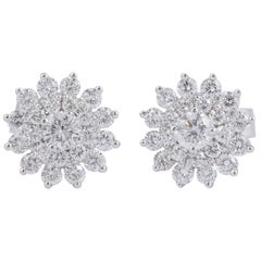 Diamond Cluster Stud Earrings For Sale at 1stDibs | cluster diamond ...