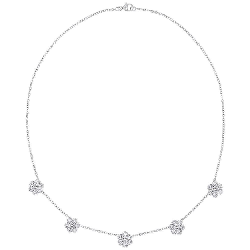 Diamond Cluster Station Necklace For Sale