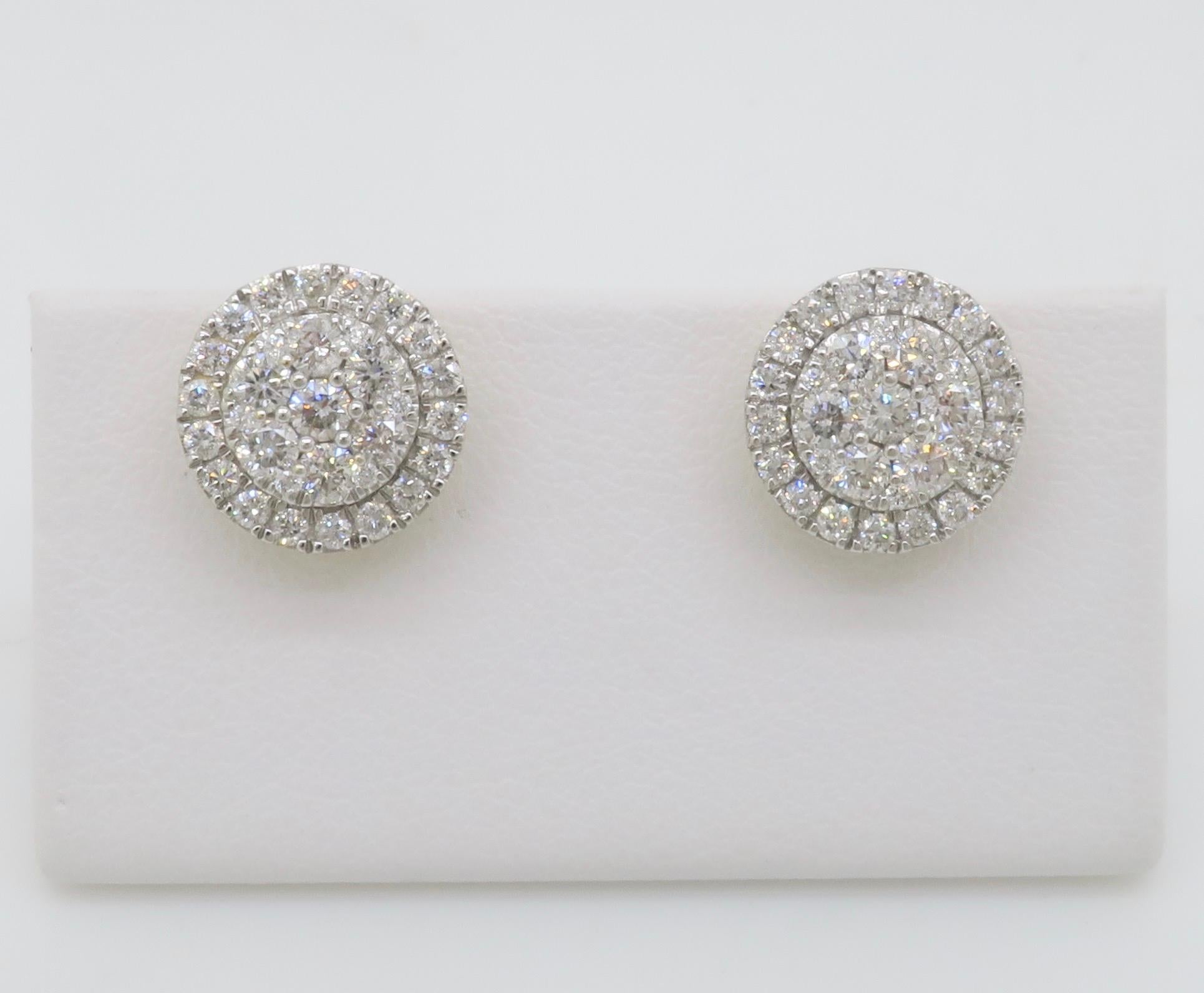 Boucles d'oreilles à grappes de diamants Unisexe en vente