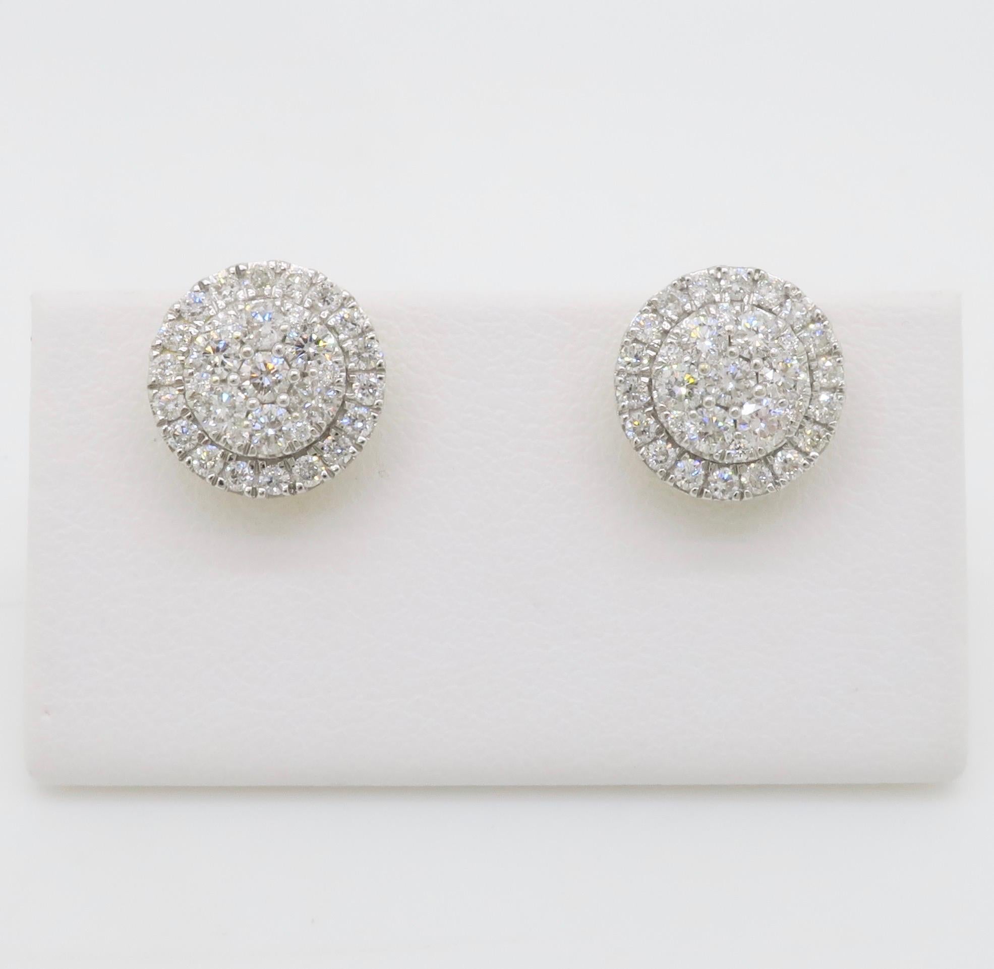 Boucles d'oreilles à grappes de diamants en vente 1