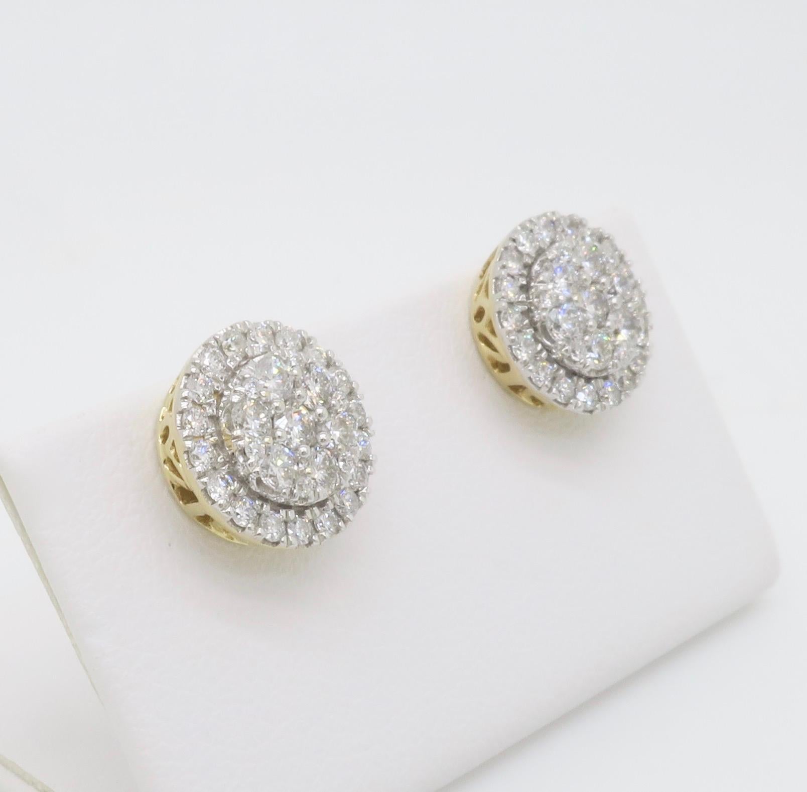 Boucles d'oreilles à grappes de diamants en vente 2