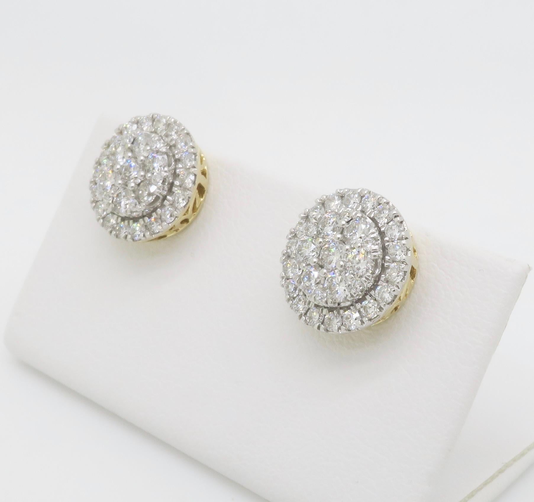 Boucles d'oreilles à grappes de diamants en vente 3