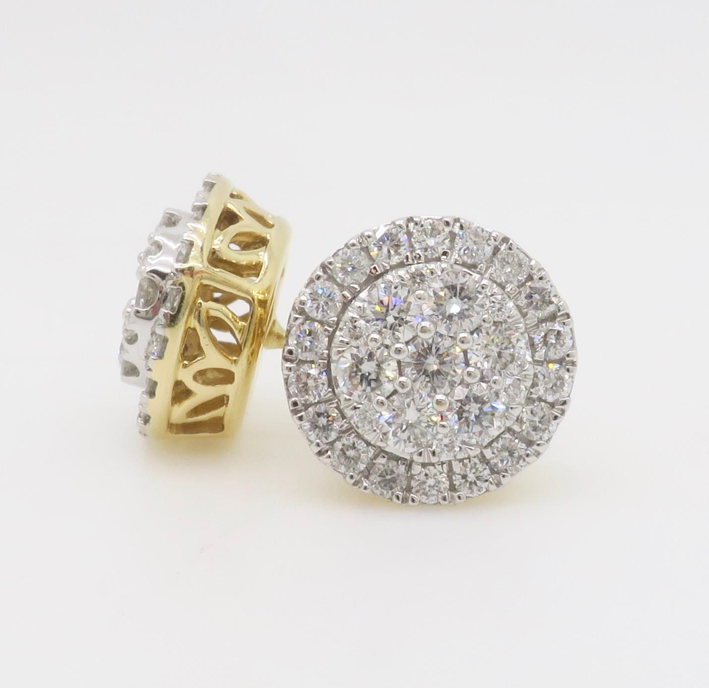 Boucles d'oreilles à grappes de diamants en vente 4