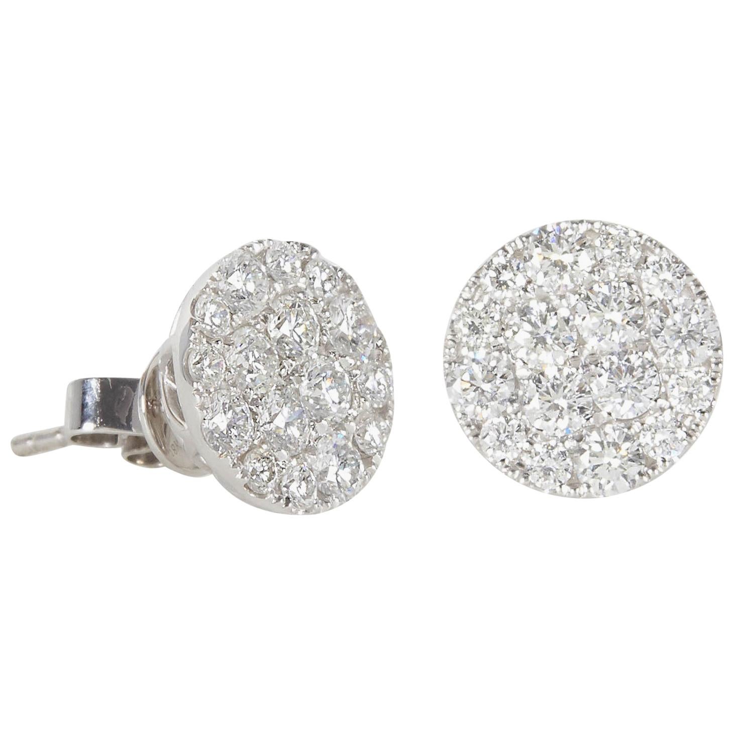Diamond Cluster Stud Earrings For Sale