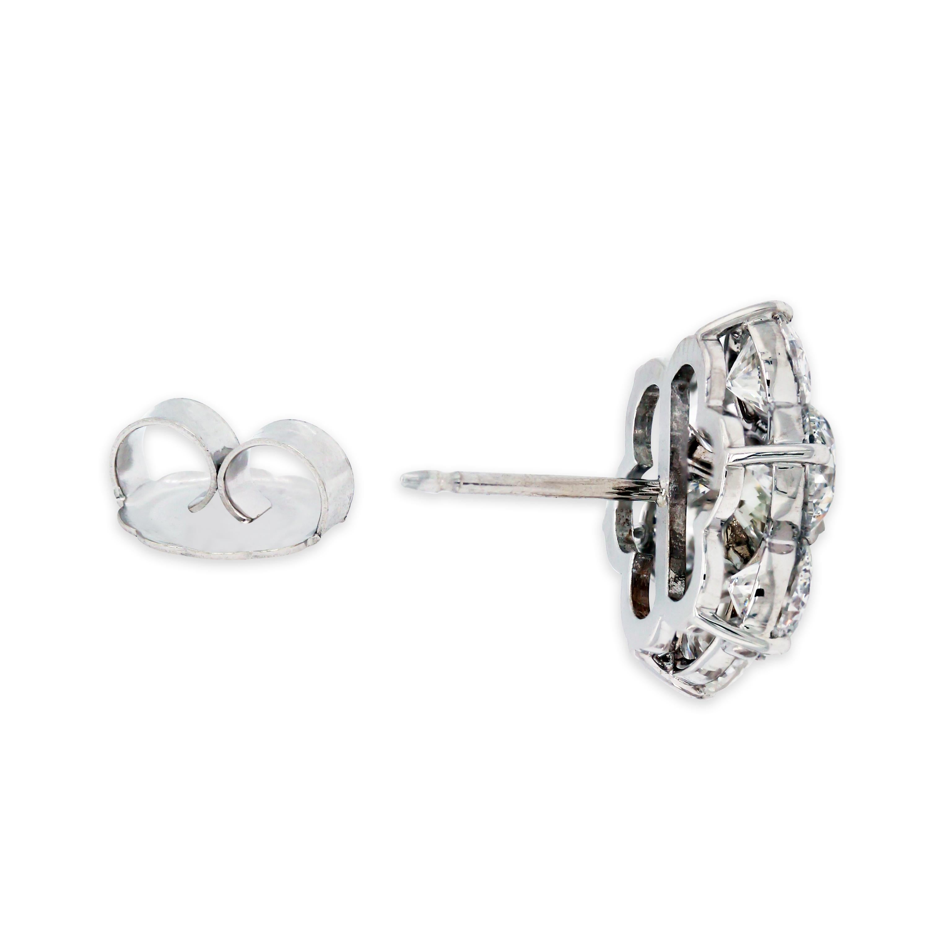 Diamond Cluster Stud Earrings White Gold 7.84 Carat In New Condition In Boca Raton, FL