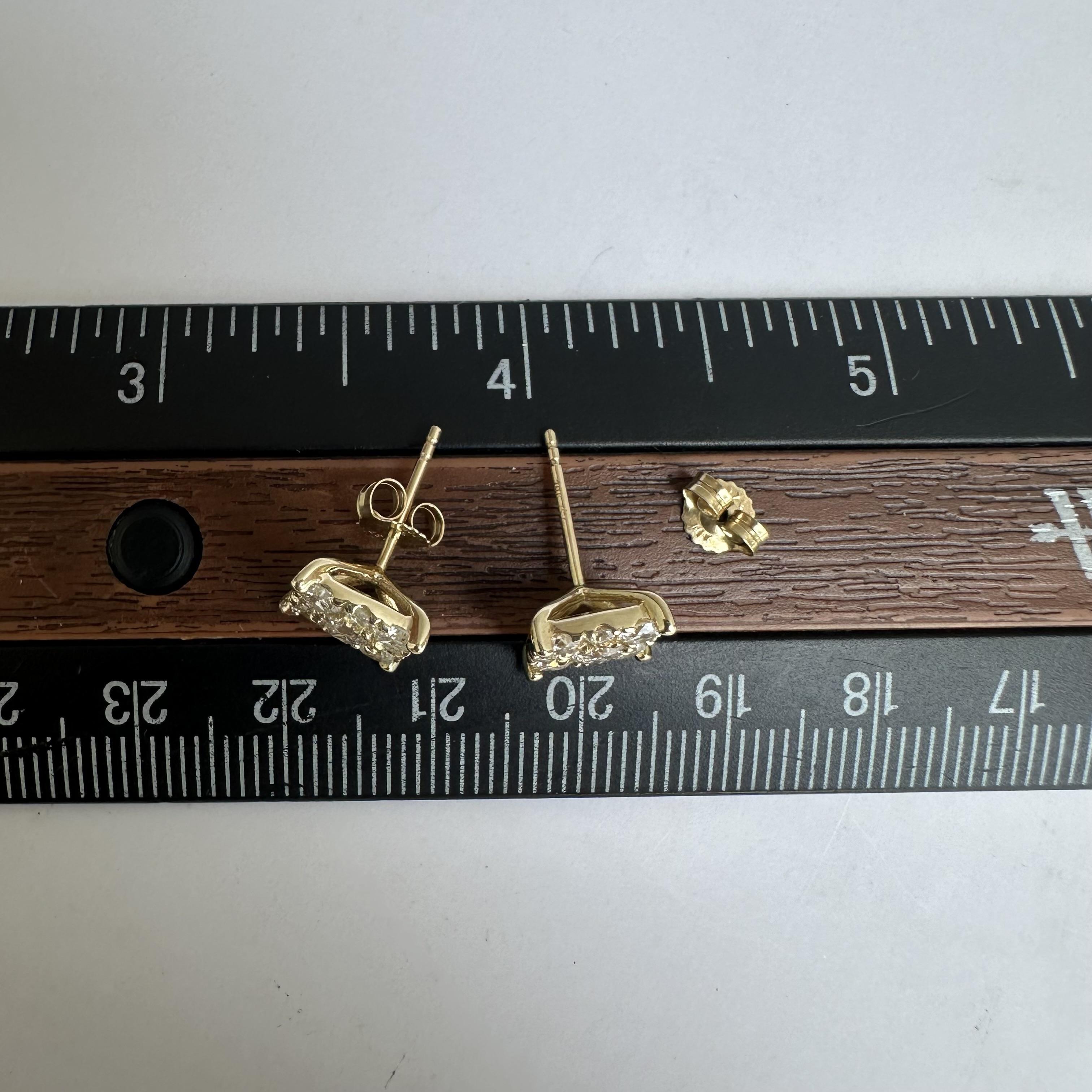 Diamond Cluster Studs in 10kt Yellow Gold - 1.50ctw Natural Diamonds, New In New Condition For Sale In West Hempstead, NY