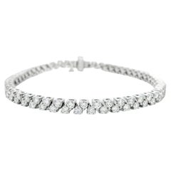 Mined Diamond Cluster Tennis Bracelet in 14K White Gold 4.75 Carats