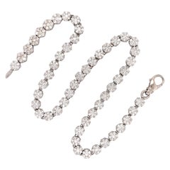 Diamond Cluster Tennis Necklace 20 Carats 14 Karat White Gold 47 Grams