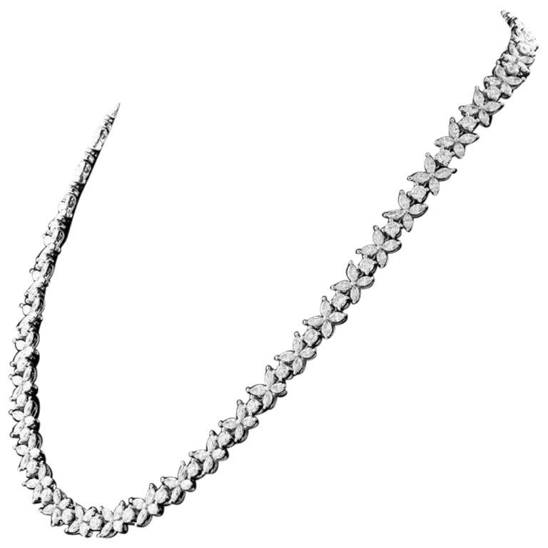 Diamond Cluster Tennis Necklace
