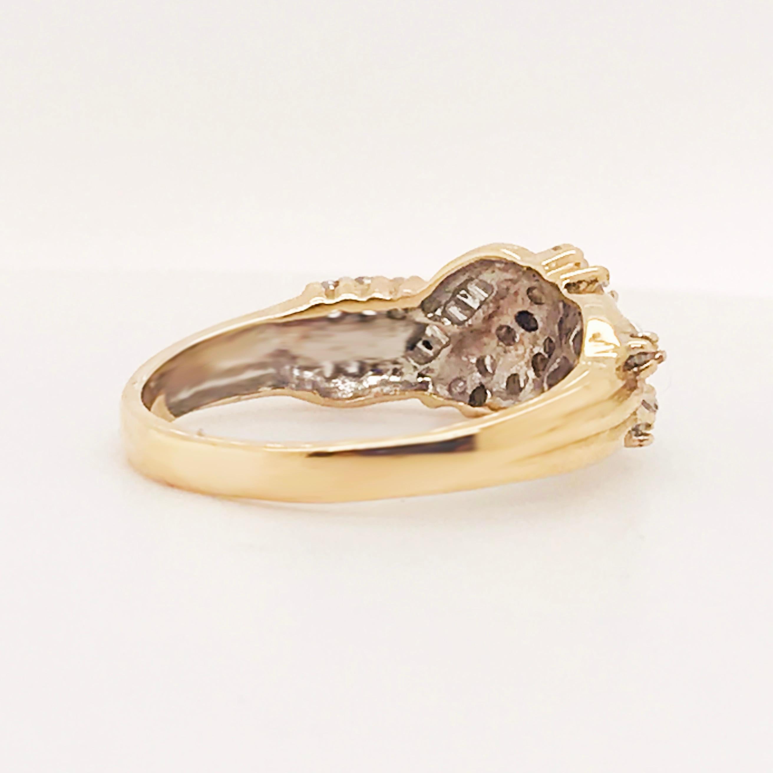 Contemporary Diamond Cluster Twist Band 10k Gold 0.65 Carat Diamond Love Knot Wedding Ring