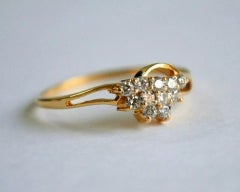 Bague de mariée vague grappe de diamants en or 14 carats