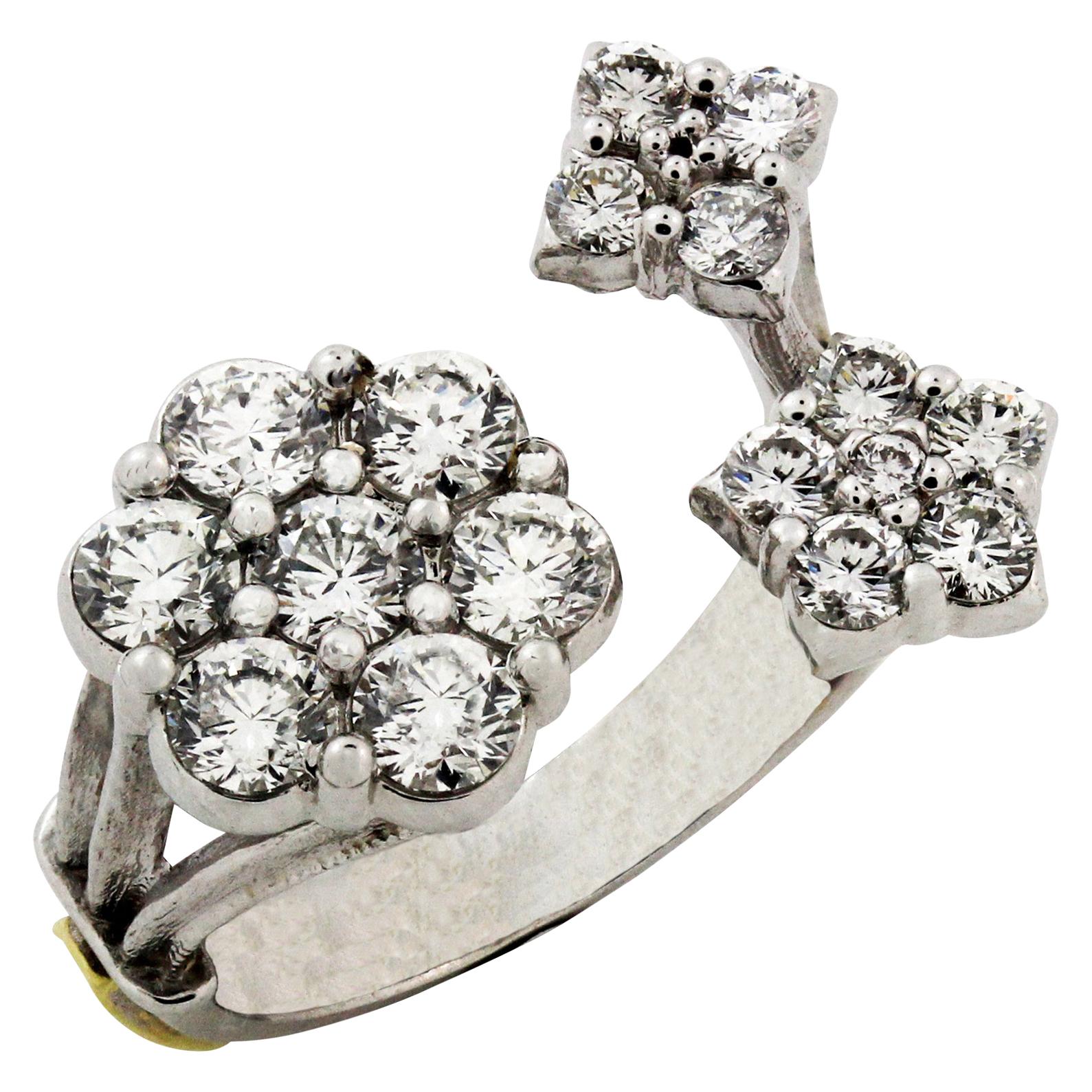 Diamond Cluster White Gold Ring Stambolian